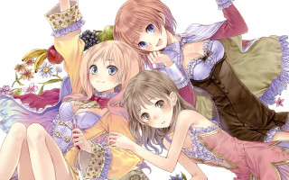Anime girls group laying arms - a group of anime girls free wallpaper