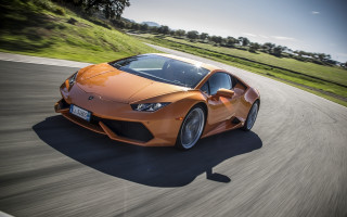 Orange sports car daytime road - nice free wallpaper