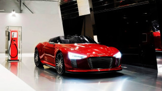 Red car showroom red gas - panfuturism free wallpaper for desktop