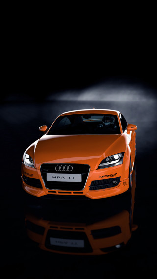 Orange car dark room headlight - a light free wallpaper