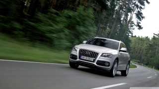 Silver car driving road forest 9 - a road next free wallpaper