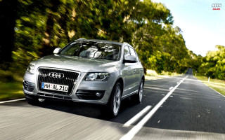 Silver car driving road trees 2 - a white line free wallpaper