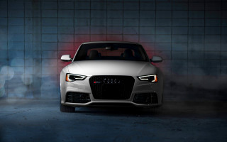 White car red headlight dark - rim free wallpaper