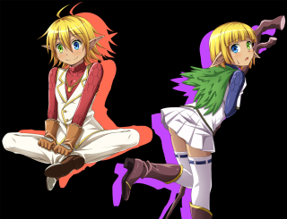 Anime characters sitting chair crossed - their leg free wallpaper