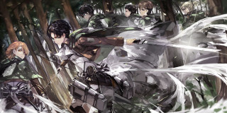 Forest group people swords hands - sots art free wallpaper