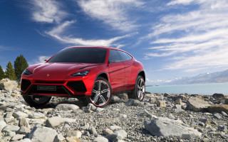 Red sports car rocky beach - a rocky beach next free wallpaper