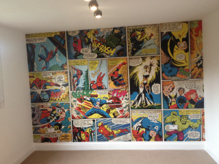 Comic book wall room lighting - temporary art free wallpaper