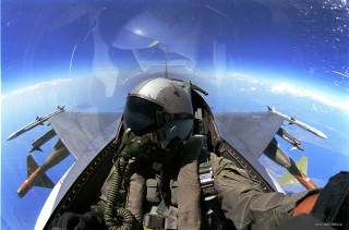 Fighter jet cockpit view sky - the window free wallpaper