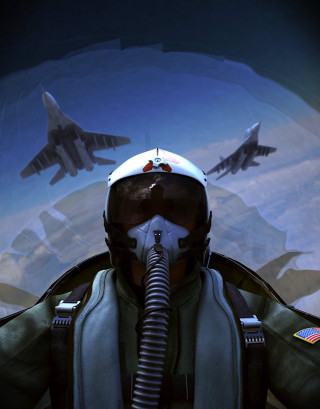 Fighter suit gas mask jet - matte painting free wallpaper