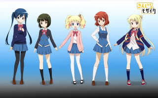 Anime girls blue background eat - the word free wallpaper