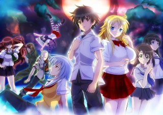 Anime characters full moon red - a red light in the middle free wallpaper