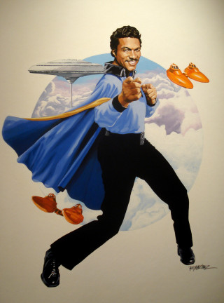 Man blue cape gun spaceship - drew struzan free wallpaper