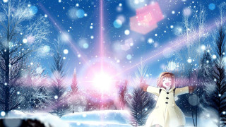 Girl white coat snow arms - a white coat free wallpaper