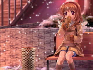 Girl bench coffee basket cookies - a cup of coffee free wallpaper for desktop