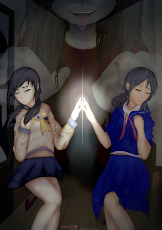 Anime girls lightsaber looking dark - a dark background free wallpaper