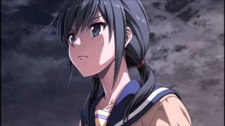 Girl blackhair blue shirt sky - a character portrait free wallpaper
