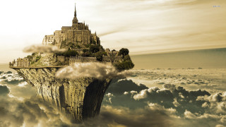 Castle in the clouds sky - a castle free wallpaper