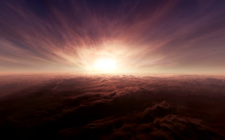 Sunset water clouds bright sun - a bright sun in the distance free wallpaper