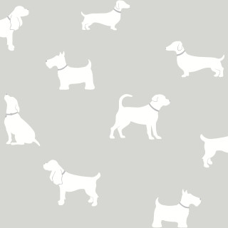 White dog silhouette gray background - free dogs wallpaper