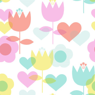 Hearts flowers pattern white background - left free wallpaper