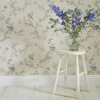 Vase blue flowers white stool - art free wallpaper