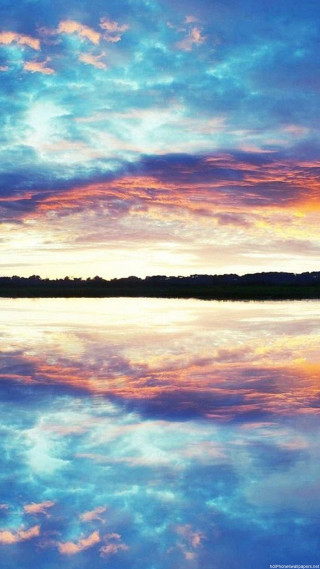 Lake sky clouds trees sunset - dawn free wallpaper