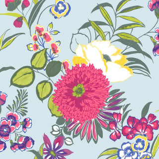 Flowery pattern colorful flowers blue - green leaf and flowers free wallpaper