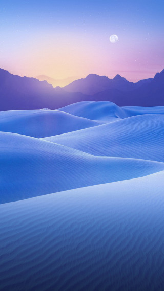 Desert landscape moon mountains sunset - a matte painting free wallpaper