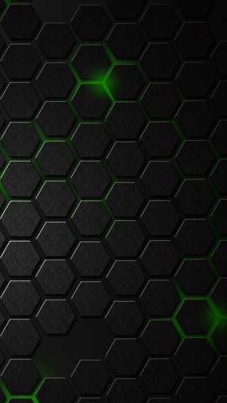 Black green hexagons background light - dark background free wallpaper