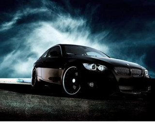 Black car dark sky clouds - matte painting free wallpaper