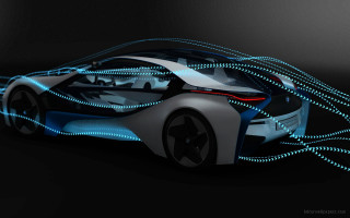 Futuristic car blue light black - deconstructivism free wallpaper