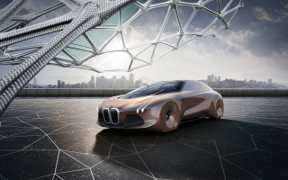 Futuristic car parking lot city 2 - a city in the background and a bridge in the foreground free wallpaper