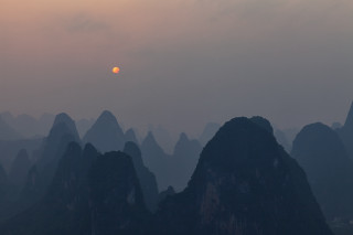 Mountain range sunset hazy sky 2 - hazy free wallpaper
