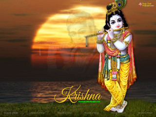 God playing flute sunset krishna - a poster free wallpaper for desktop