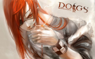 Woman red hair ring dog - du jin free wallpaper