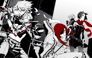 Anime characters red light black 2 - background free wallpaper