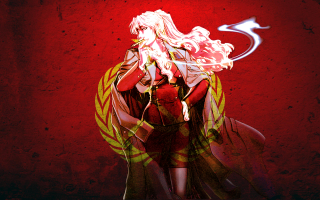 Woman red dress red background 7 - socialist realism free wallpaper