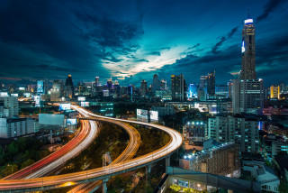City skyline highway freeway night 3 - andrew law free wallpaper