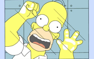 Yellow hair cartoon glasses shock - hand free wallpaper