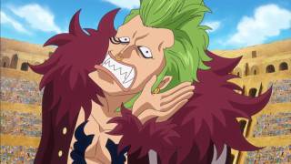 Man green hair demon face - a crowd of people free wallpaper