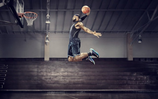 Man jumping dunk basketball gym - athletic free wallpaper