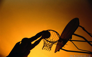 Silhouette person basketball hoop sun - the sun in the background free wallpaper