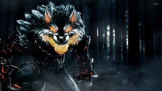 Wolf glowing eyes demon woods - a wolf free wallpaper