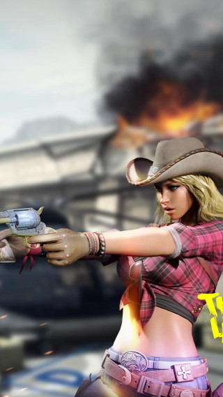 Woman cowboy hat gun fire - andor basch free wallpaper