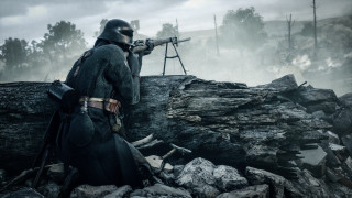 Man helmet gun rocky area - cinematic focus free wallpaper