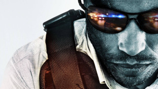 Man sunglasses gun white background - promotional image free wallpaper for desktop