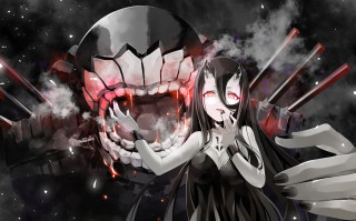 Girl skull demon smoke glowing - a skull free wallpaper
