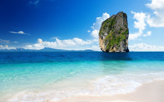 Rock ocean beach blue sky - the ocean next free wallpaper
