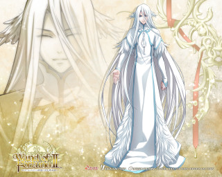 Woman white dress standing wall - official art free wallpaper for desktop