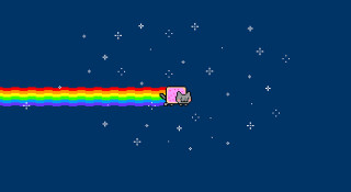 Computer game rainbow cat blue - space free wallpaper for desktop